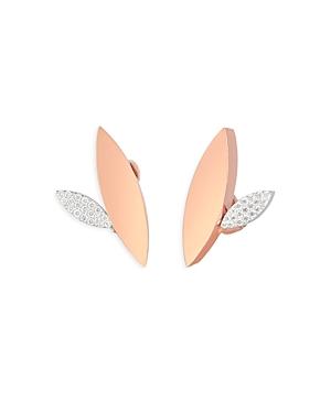 Roberto Coin 18k White & Rose Gold Petals Diamond Pave Stud Earrings