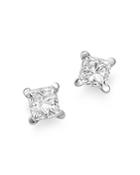 Bloomingdale's Certified Princess-cut Diamond Stud Earrings In 18k White Gold, 0.75 Ct. T.w. - 100% Exclusive