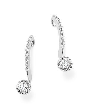 Diamond Solitaire Drop Earrings In 14k White Gold, .55 Ct. T.w.