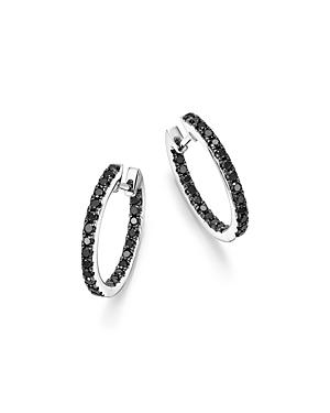 Black Diamond Inside Out Hoop Earrings In 14k White Gold, .85 Ct. T.w. - 100% Exclusive