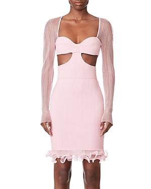 Herve Leger Cutout Sheer Layered Midi Dress