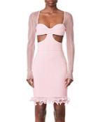 Herve Leger Cutout Sheer Layered Midi Dress