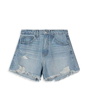 Jonathan Simkhai Luca Ultra High Rise Cotton Shorts In Distressed
