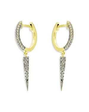 Meira T 14k Yellow Gold Dagger Huggie Hoop Earrings With Diamonds