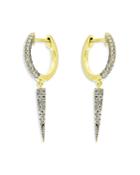 Meira T 14k Yellow Gold Dagger Huggie Hoop Earrings With Diamonds