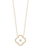 Bloomingdale's Diamond & Sapphire Glass Clover Pendant Necklace In 14k Yellow Gold, 0.25 Ct. T.w. - 100% Exclusive