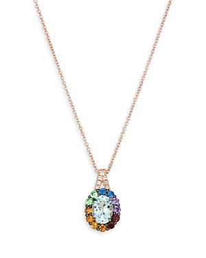 Bloomingdale's 14k Rose Gold Multi Gemstone & Champagne Diamond Pendant Necklace, 18 - 100% Exclusive