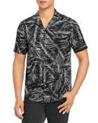 Michael Kors Cotton Palm Print Slim Fit Button Down Camp Shirt