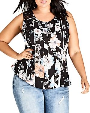City Chic Plus Sleeveless Floral-print Top