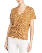Kenneth Cole Ruched Floral-print Blouse