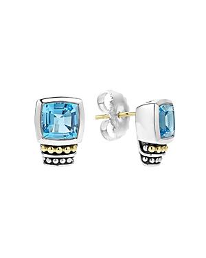 Lagos 18k Gold And Sterling Silver Glacier Stud Earrings With Swiss Blue Topaz