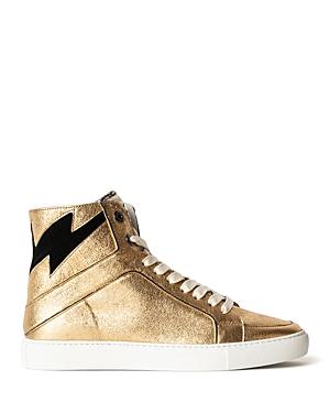Zadig & Voltaire Women's High Flash Metallic Lace Up Sneakers