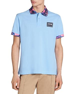Versace Jeans Couture Cotton Pique Printed Trim Polo Shirt
