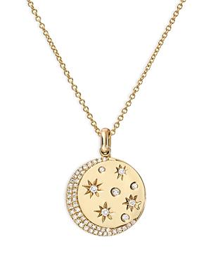 Zoe Lev 14k Yellow Gold Celestial Diamond Moon & Star Disc Pendant Necklace, 16-18