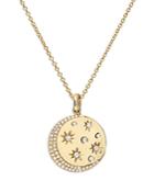 Zoe Lev 14k Yellow Gold Celestial Diamond Moon & Star Disc Pendant Necklace, 16-18
