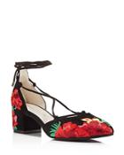 Kenneth Cole Tessa Embroidered Lace Up Block Heel Pumps - 100% Exclusive
