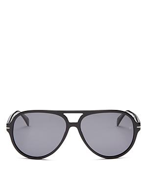 David Beckham Unisex Polarized Brow Bar Aviator Sunglasses, 60mm