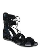 Kendall And Kylie Fabia Studded Suede Ankle Tie Sandals
