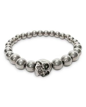 Alexander Mcqueen Skull & Bead Stretch Bracelet
