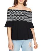 1.state Smocked Embroidered Off-the-shoulder Top