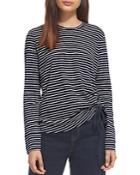 Whistles Striped Ruch-detail Tee