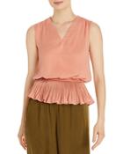 T Tahari V Neck Peplum Blouse