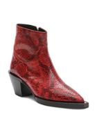 The Kooples Women's Pointed Toe Python-embossed Leather Western Booties
