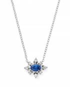 Bloomingdale's Ceylon Sapphire & Diamond Snowflake Pendant Necklace In 14k White Gold, 17 - 100% Exclusive