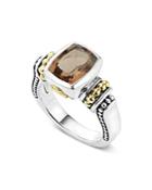 Lagos 18k Gold And Sterling Silver Caviar Color Small Smoky Quartz Ring