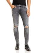 7 For All Mankind The Stacked Skinny Fit Jeans In Washed Black Destroy