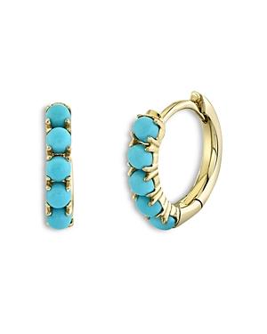 Moon & Meadow 14k Yellow Gold Kate Composite Turquoise Small Hoop Earrings