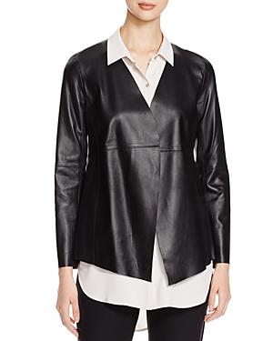 Eileen Fisher Angle Front Leather Jacket