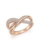 Diamond Pave Crossover Ring In 14k Rose Gold, 0.50 Ct. T.w. - 100% Exclusive