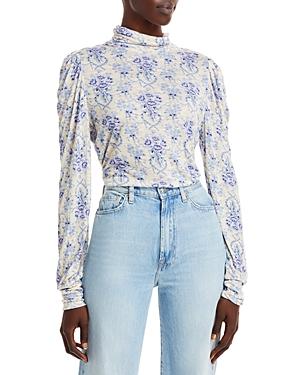 Loceshackfancy Vienna Floral Print Mock Neck Top