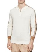 Reiss Silver Thorn Intarsia Half-zip Regular Fit Polo Shirt
