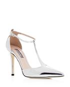 Sjp By Sarah Jessica Parker Women's Taylor Patent Leather T-strap Pointed Toe Pumps