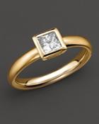 Bezel-set Princess Cut Diamond Ring In 18k Yellow Gold, 0.50 Ct. T.w.