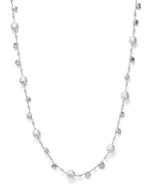 Cultured Freshwater Pearl And Keshi Pearl Necklace In 14k White Gold, 18