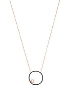 Own Your Story 14k Rose Gold Cosmos Black & White Diamond Star Crossed Moon Pendant Necklace, 18