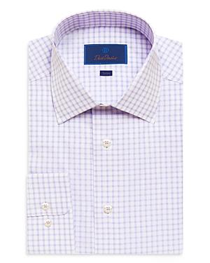 David Donahue Textured Check Regular Fit Dress Shirt