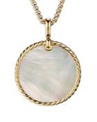 David Yurman Large Cable Disc Amulet In 18k Yellow Gold With Mother-of-pearl