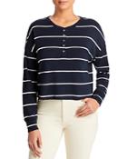 Three Dots Striped Henley Top