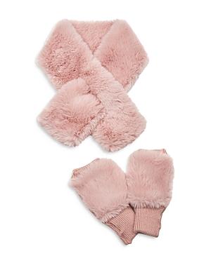 Jocelyn Faux Fur Scarf And Fingerless Mittens Set