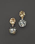 Vianna Brasil 18k Yellow Gold Earrings With Yellow Light Citrine, Prasiolite And Diamond Accents