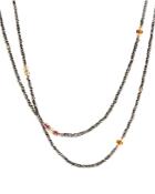 David Yurman Mustique Beaded Necklace With Pyrite, Citrine And Pink Tourmaline In 18k Gold