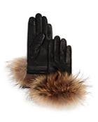 Echo Asiatic Raccoon Fur-cuff Leather Tech Gloves