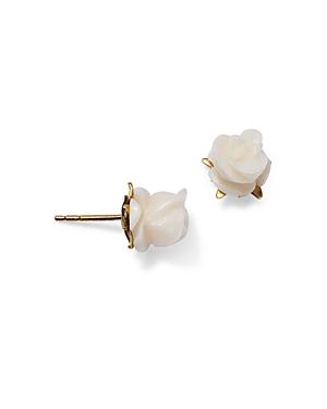 Annette Ferdinandsen Design 18k Yellow Gold White Coral Rose Blossom Stud Earrings