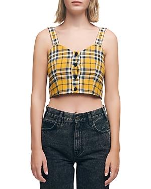 Maje Check Cropped Top