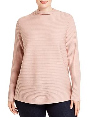 Eileen Fisher Plus Ribbed Funnel-neck Sweater