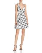 Aqua Polka-dot Print Asymmetric Fit-and-flare Dress - 100% Exclusive